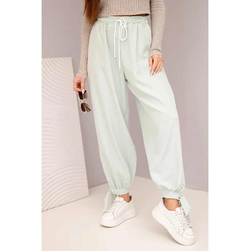 Kesi Włoski dámske široké nohavice s viazaním 66995702