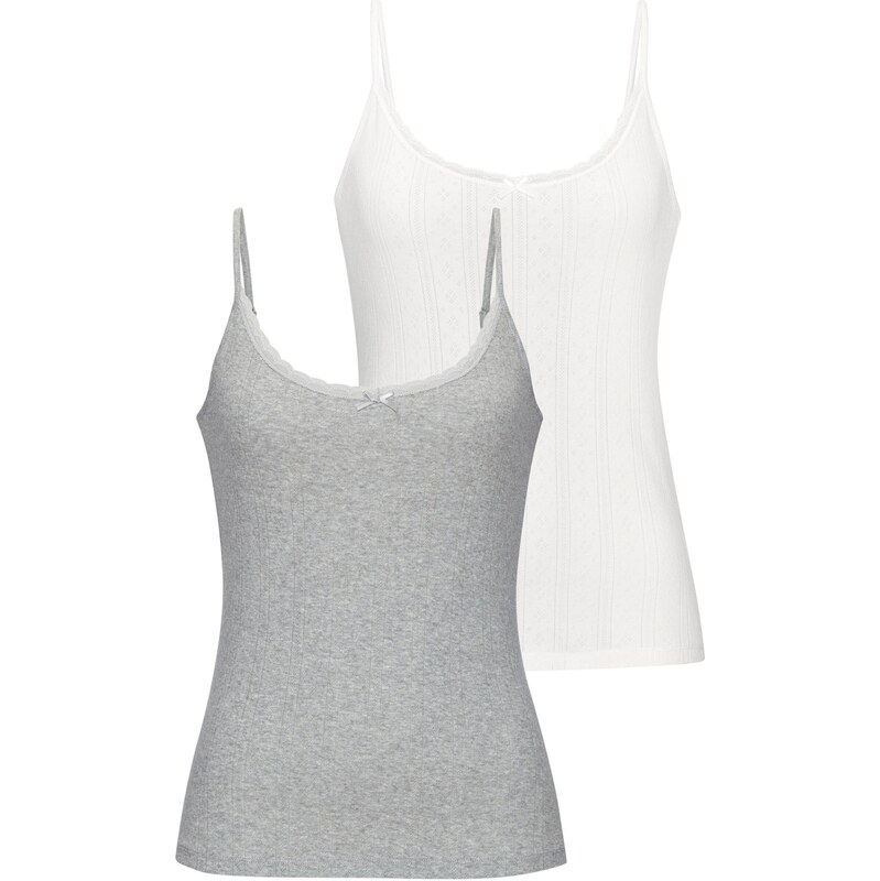 VIVANCE Vyšívaný top svetlobéžová / sivá melírovaná 66999910