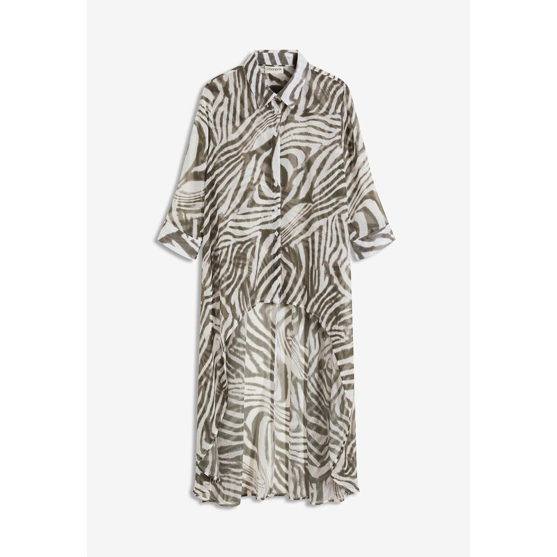 bonprix Dlhá šifónová blúzka, farba béžová 63894205