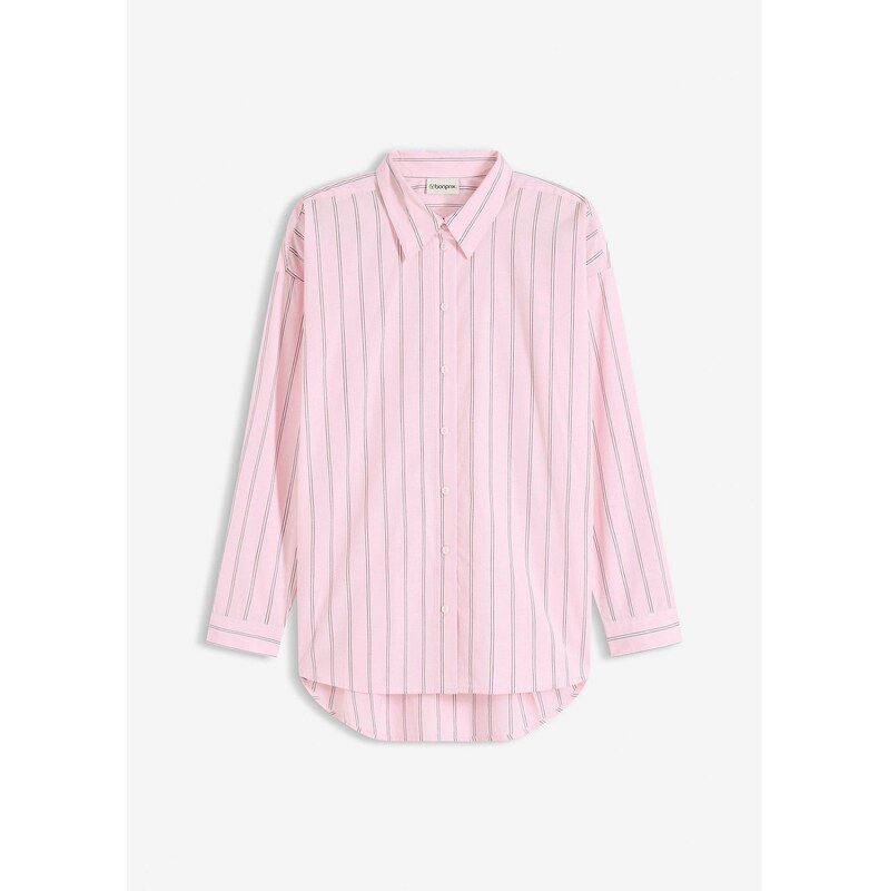 bonprix Košeľová blúzka z čistej bavlny, farba ružová 66995379