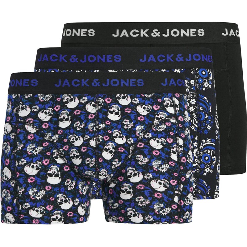 JACK & JONES Boxerky JACFLOWER SKULL tmavomodrá / ružová / čierna / 67000032