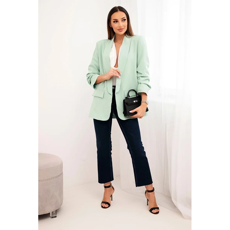 Kesi Włoski Elegant blazer with lapels light mint 66328950