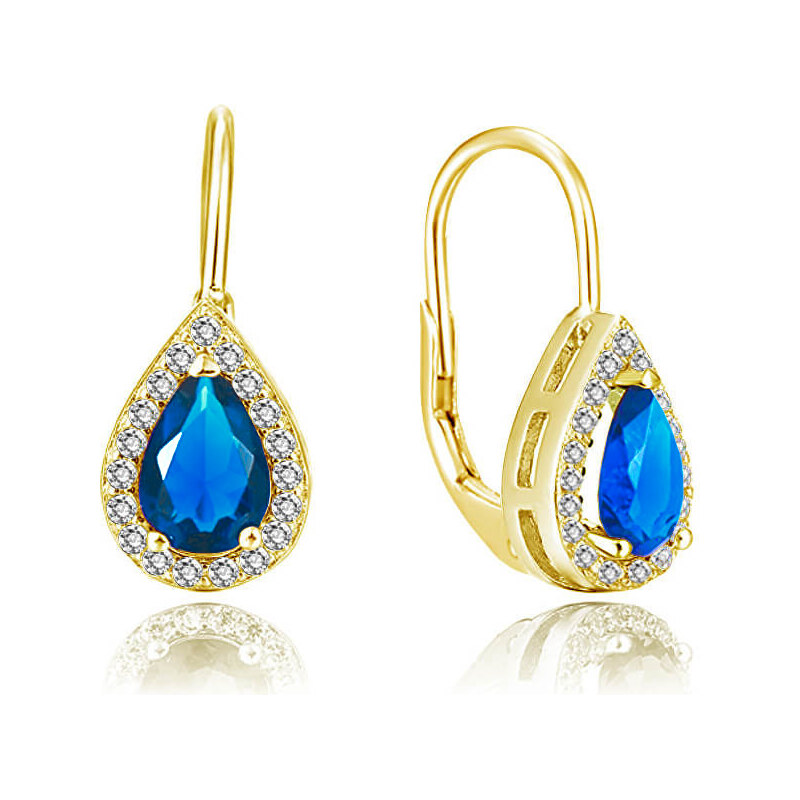 Beneto Pozlátené náušnice s modrými zirkónmi AGUC2229-GOLD 66585270