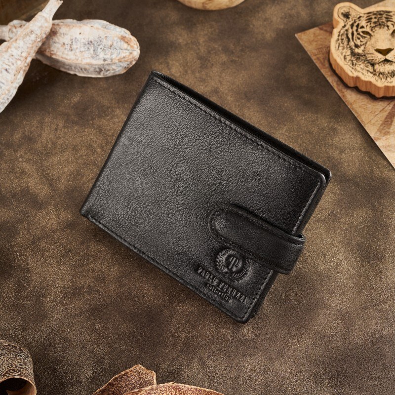 PAOLO PERUZZI Pánska kožená peňaženka s RFID | čierna T-77-BL 41085785