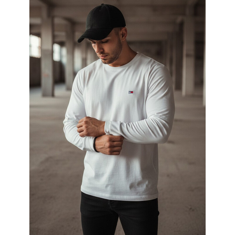 BASIC Biele tričko s dlhým rukávom LX0537 26625089