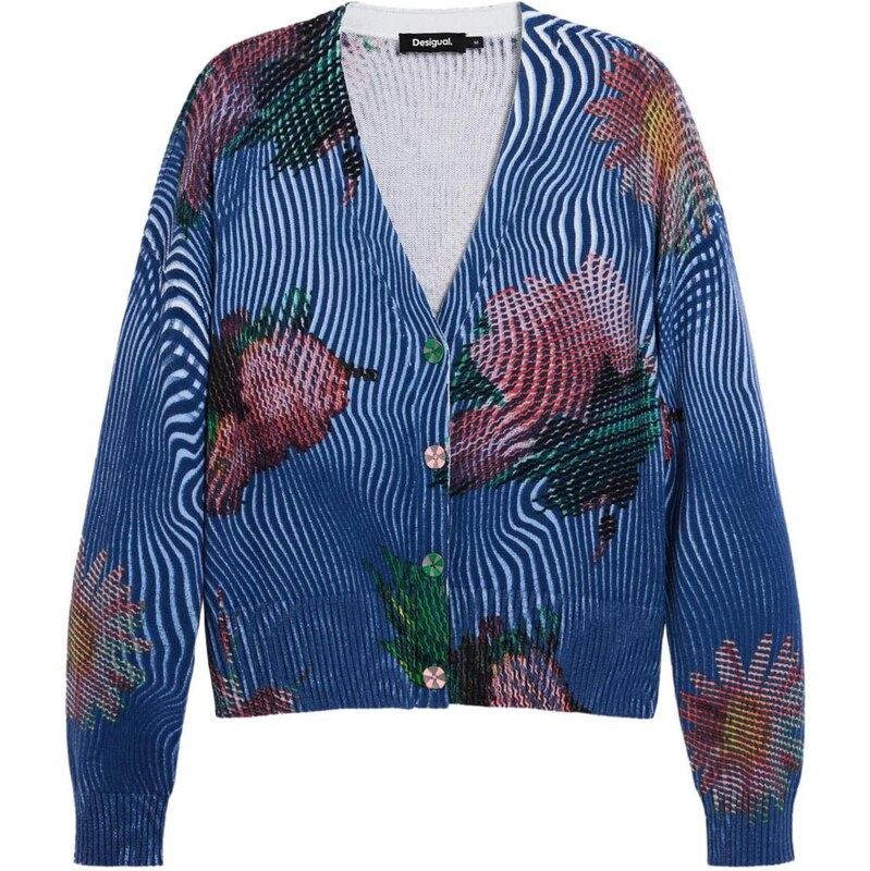Desigual Kardigán námornícka modrá / tmavozelená / tmavoružová 67007502