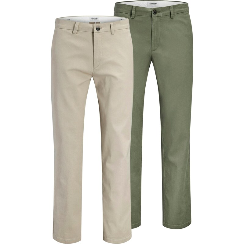 JACK & JONES Chino nohavice JPSTOLLIE DYLAN svetlosivá / olivová 67007576