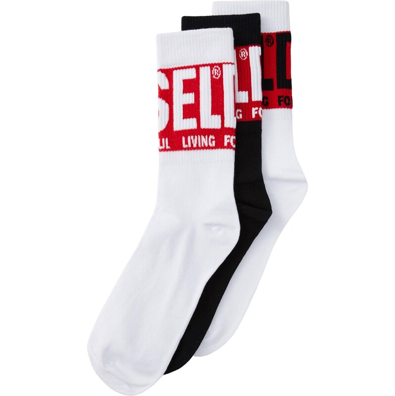 DIESEL Ponožky SKM-RAY červená / čierna / biela 67015550