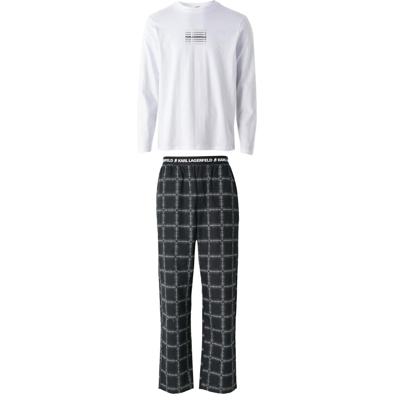 Karl Lagerfeld Dlhé pyžamo čierna / biela 67015825