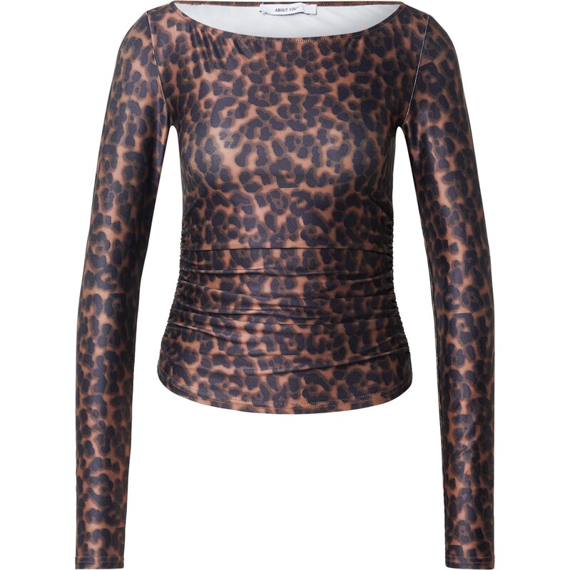 ABOUT YOU Tričko Joy hnedá / hnedá / čierna 67015860