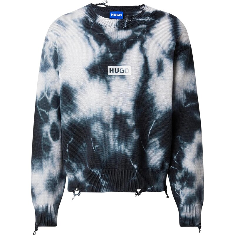 HUGO Sveter Sestroy modrozelená / svetlomodrá / čierna / biela 67016060