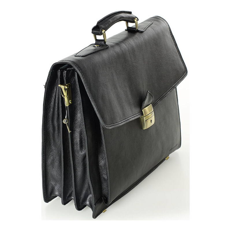 Marco MAZZINI Kožená čierna aktovka clasic LORIS 33a 784355