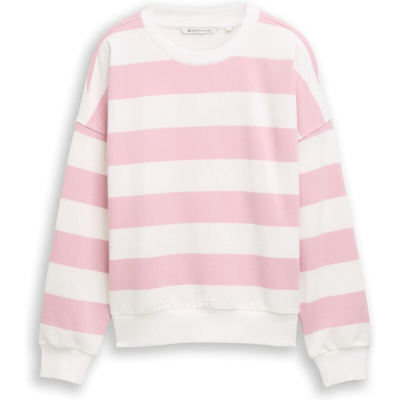 TOM TAILOR DENIM Mikina ružová / biela 67021222