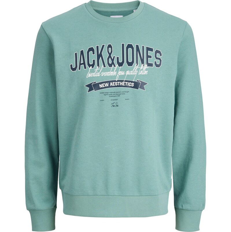 JACK & JONES Mikina tyrkysová / tmavomodrá / biela 67021266