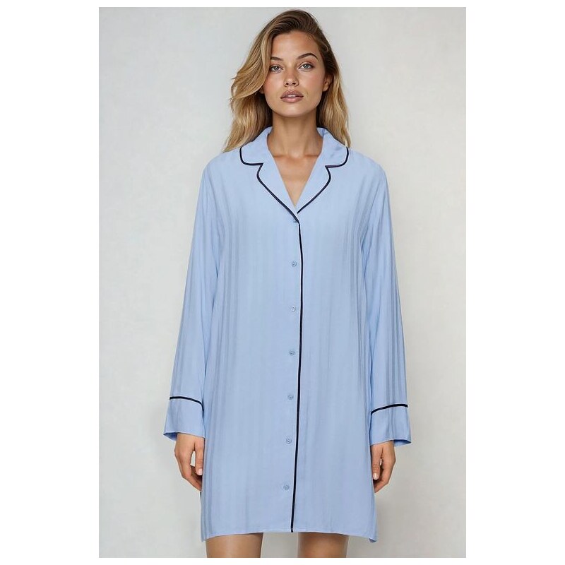 Triumph Nočná košeľa z viskózy Amourette Jacquard svetlomodrá 64733884