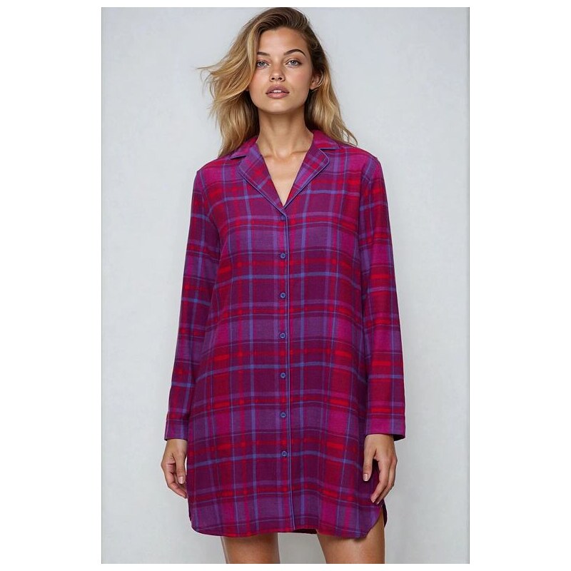Triumph Flanelová nočná košeľa Boyfriend NDW 01 X Checks ružová 65481294