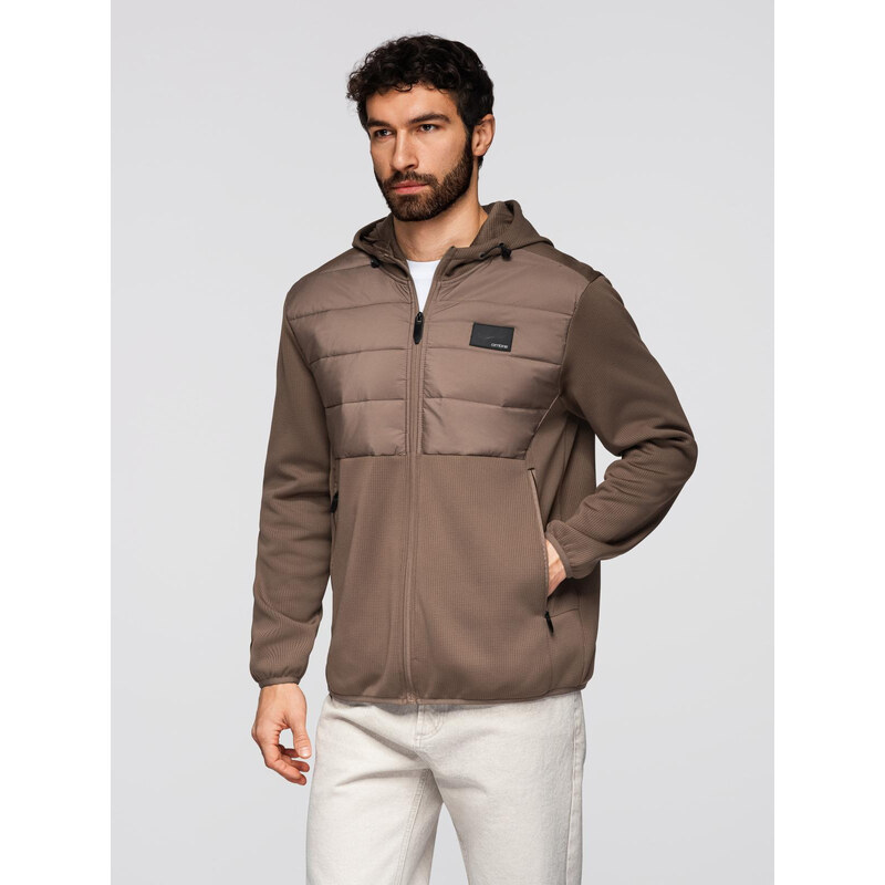 Ombre Mens lightweight jacket of combined materials with hood and 64790007