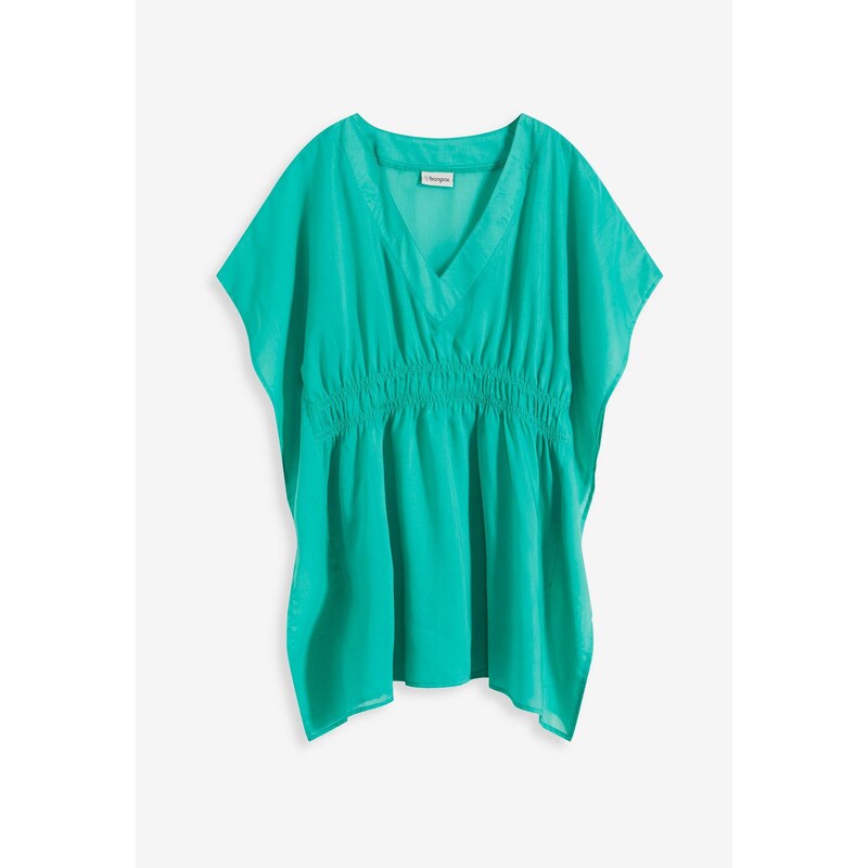 bonprix Plážová tunika, s výstrihom do V, transparentná, farba zelená 63234852