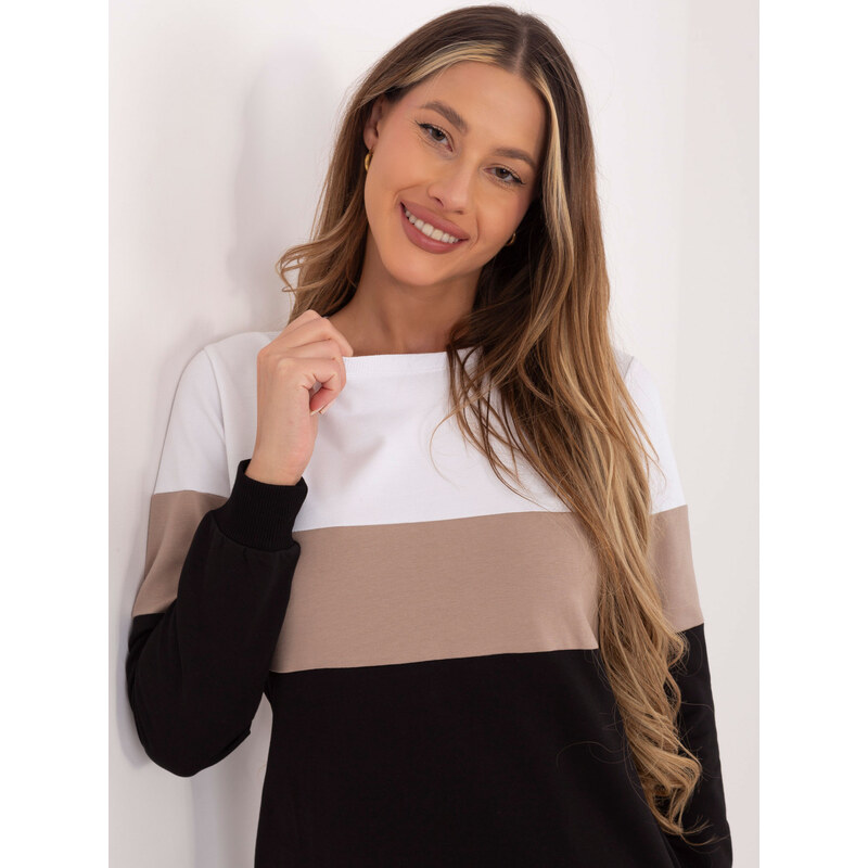 RUE PARIS Čierno-biele dámske mikinové šaty RV-SK-5869.04-black 57952161