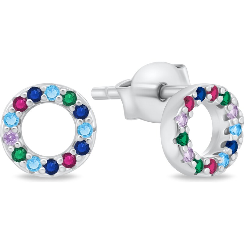 Brilio Silver Blyštivé strieborné náušnice kruhy EA102WRBW 67031396