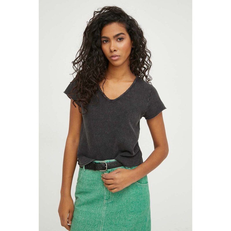 Bavlnené tričko American Vintage T-SHIRT MC COL V 64177159