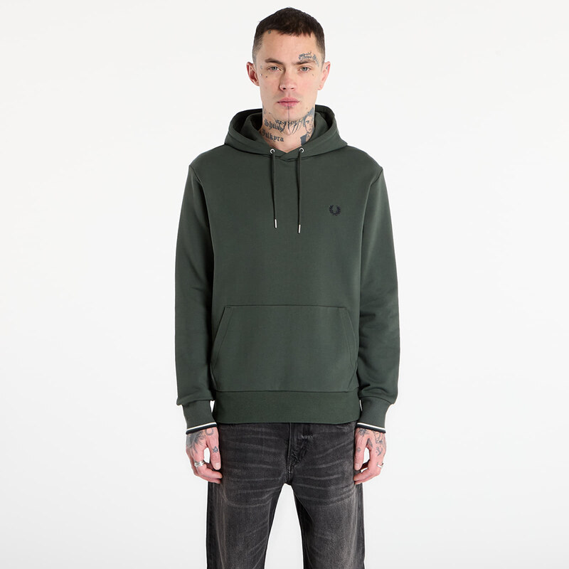 Mikina FRED PERRY Tipped Hooded Sweatshirt Court Green/ Snow White/ 67033540