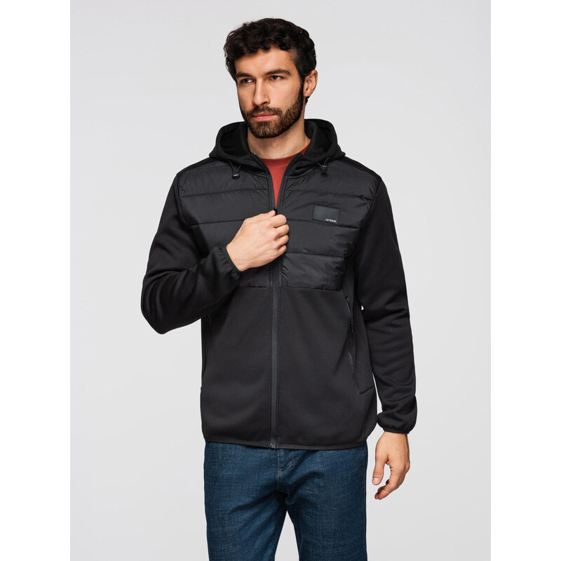Ombre Mens lightweight jacket of combined materials with hood and 64790008