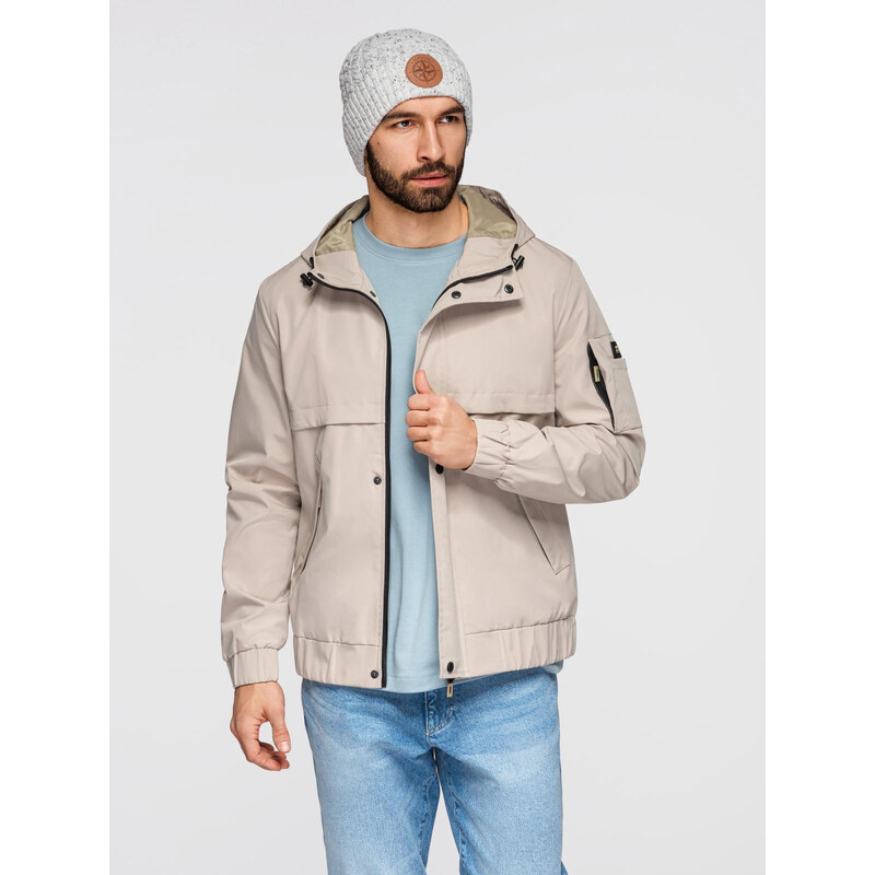 Ombre Functional mens transitional jacket with hood - beige 65320639