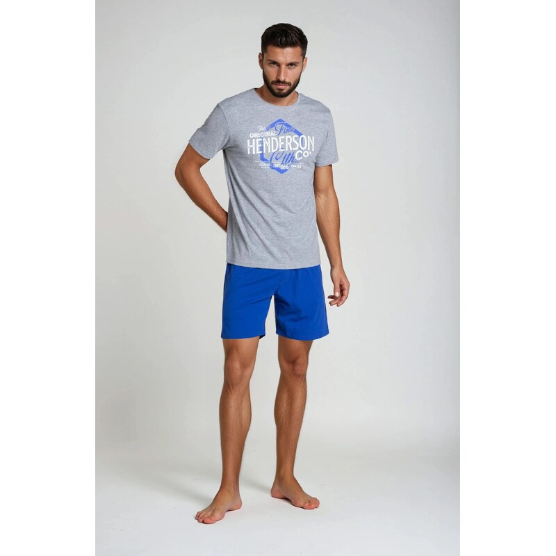 Henderson Pánske krátke bavlnené pyžamo Lars 38869-90X šedo 23346970