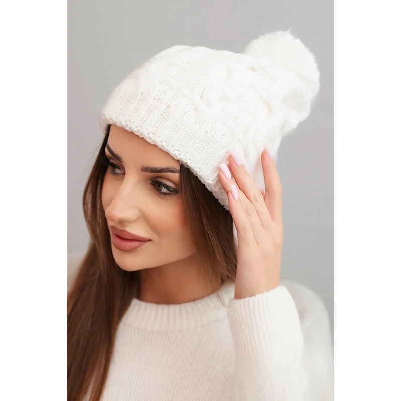 Dámska zimná vlnená čiapka Kesi s vzorom a zirkónmi 67036061