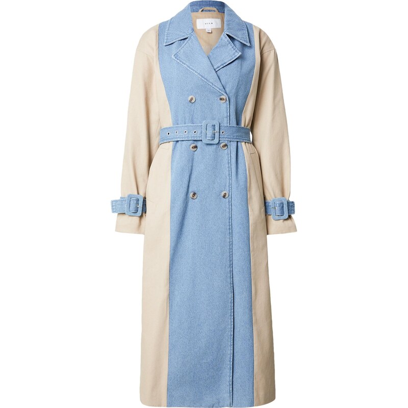 VILA Prechodný kabát VIBERA béžová / modrá denim 67036502