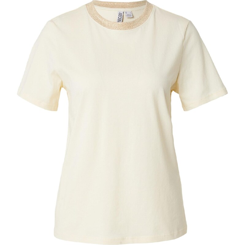 PIECES Tričko PCRIA zlatá / biela ako vlna 67036544
