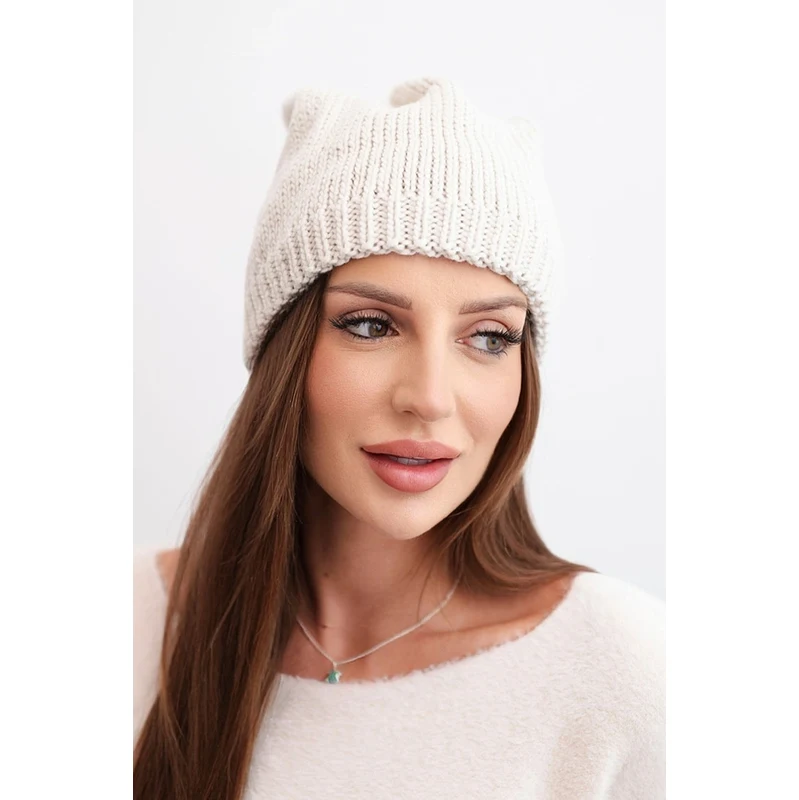 Kesi Dámska zimná čiapka s uškami a rebrovaným úpletom 67038829