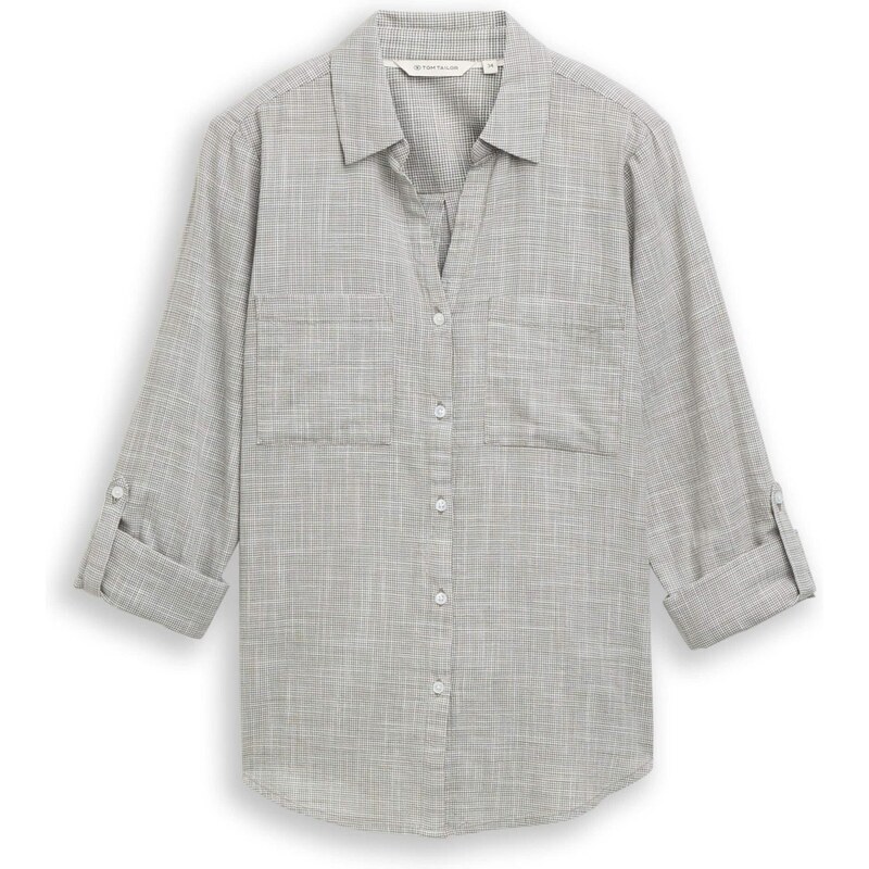 TOM TAILOR Blúzka sivá / biela 67039082