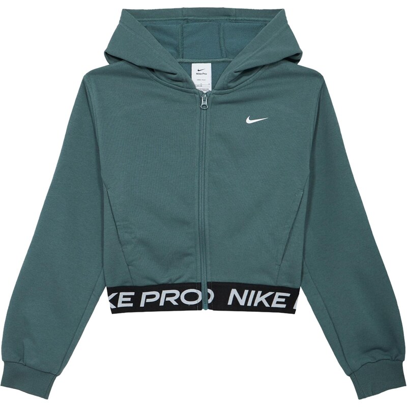 NIKE Športová mikina so zipsom Pro tmavozelená / čierna / biela 67039111
