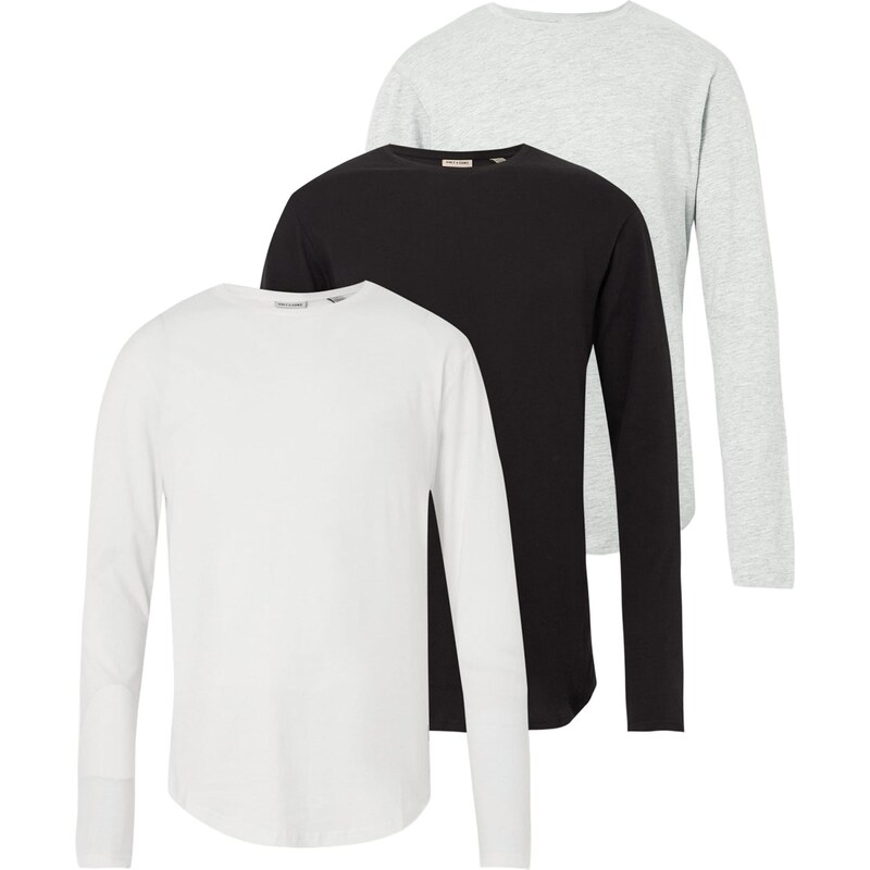 Only & Sons Tričko ONSMATT sivá melírovaná / čierna / biela 67039338