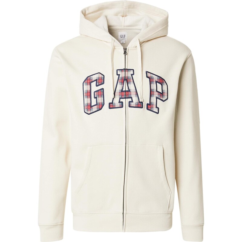 GAP Tepláková bunda HERITAGE krémová / námornícka modrá / červená 67039368
