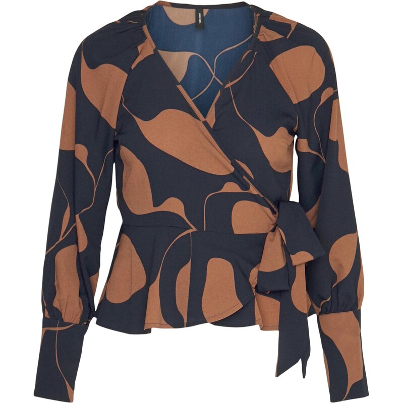 Vero Moda Petite Blúzka VMLYDIA tmavobéžová / tmavomodrá 67039395