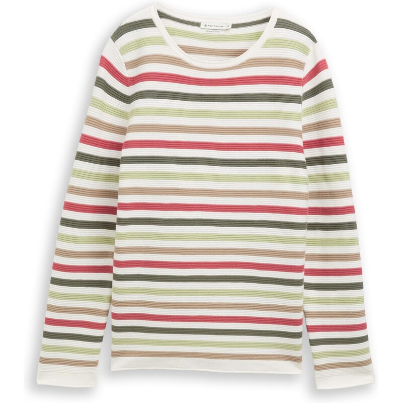 TOM TAILOR Sveter svetlohnedá / tmavozelená / pitaya / biela 67039058