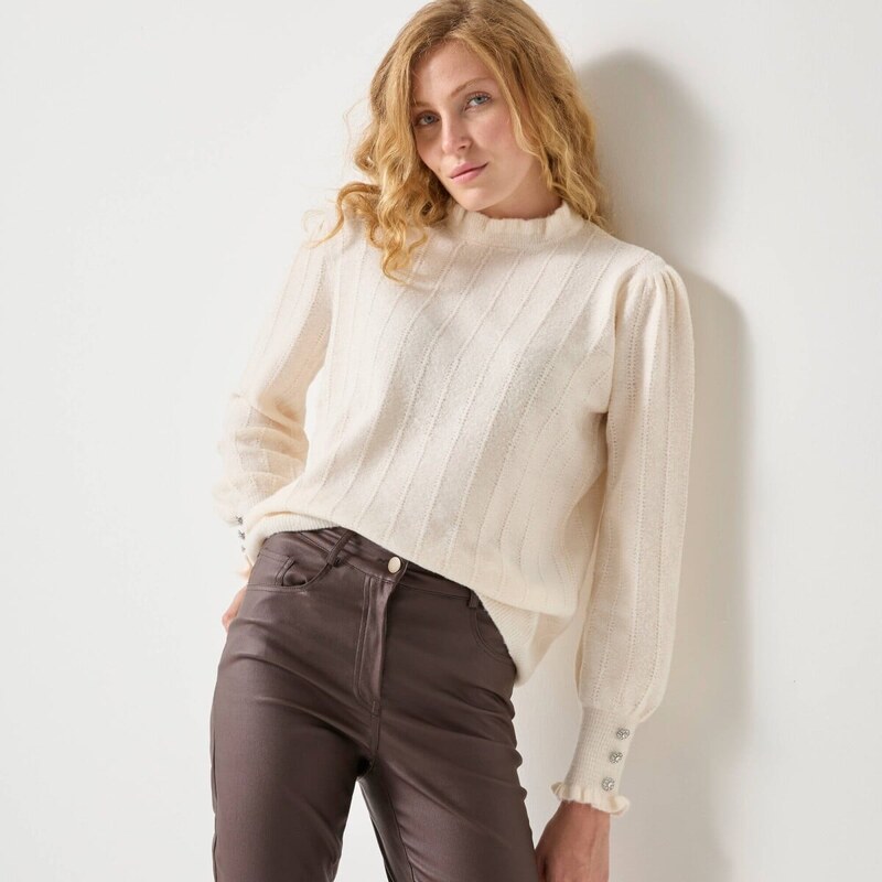 Pulóver so stojačikom avolánmi ražná 050 Blancheporte 67039583