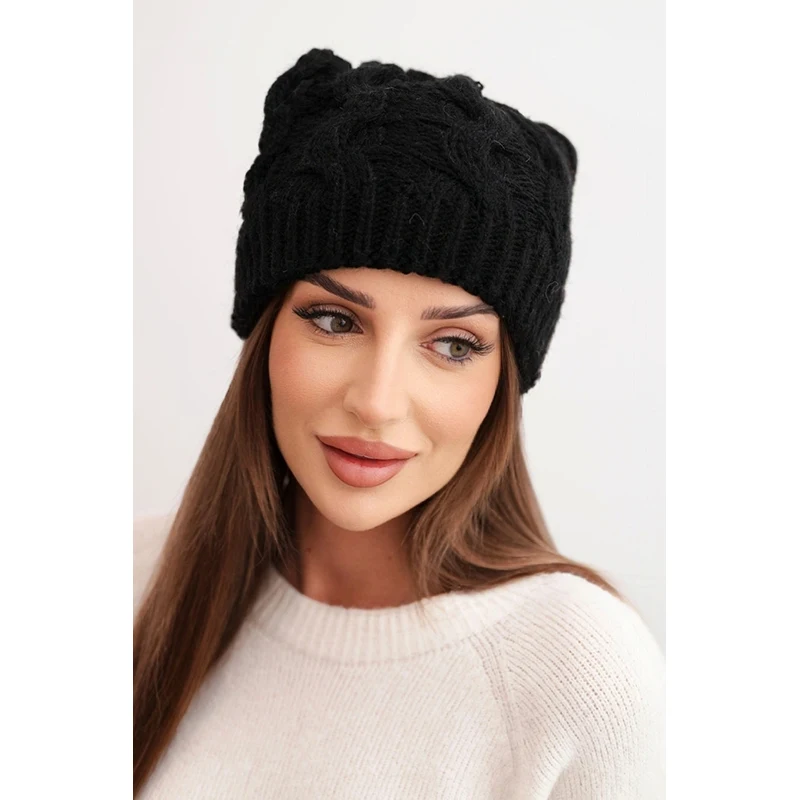 Kesi Dámska zimná čiapka s hrubým vzorom K458 čierna 67040840