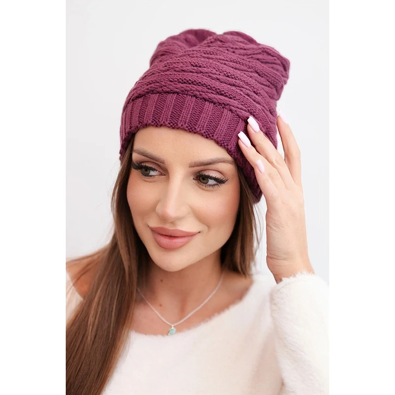 Dámska zimná čiapka Kesi K439 tmavo fialová 67050043