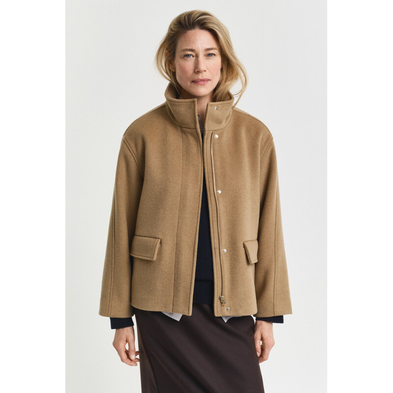 BUNDA GANT SHORT WOOL JACKET WITH ZIP WARM KHAKI 65451020