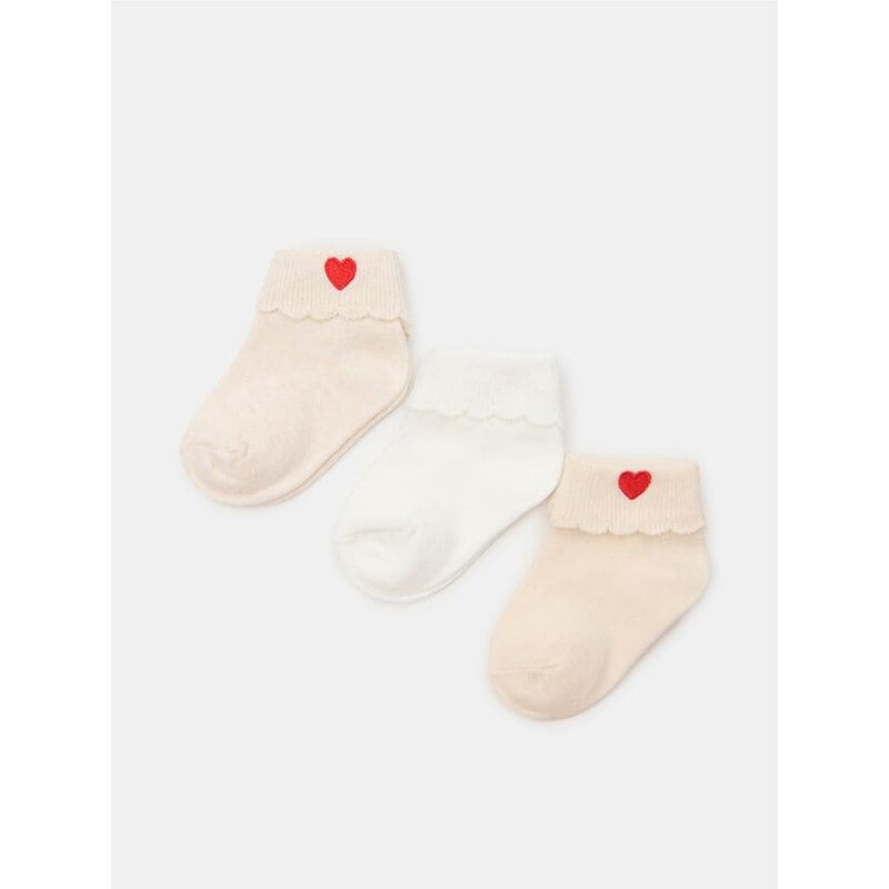 Sinsay - Súprava 3 párov detských ponožiek - krémová 67056511