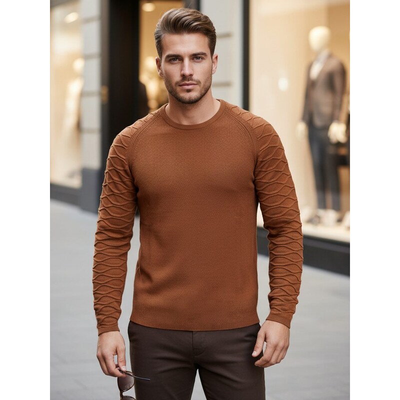 Dstreet Trendy kamelový sveter pre pánov 63332319