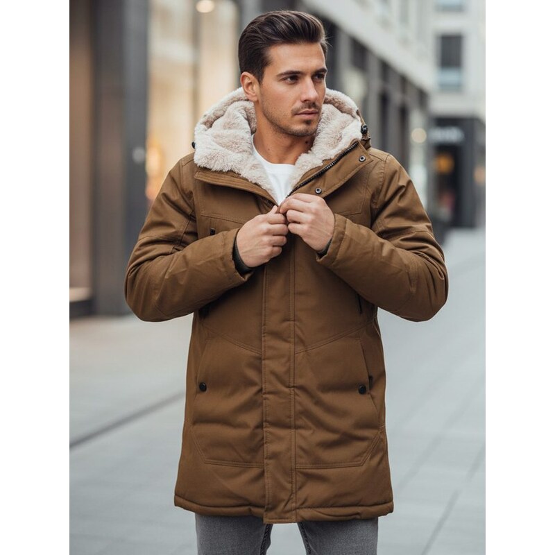 Dstreet Pánska zimná parka v hnedej farbe 67060193