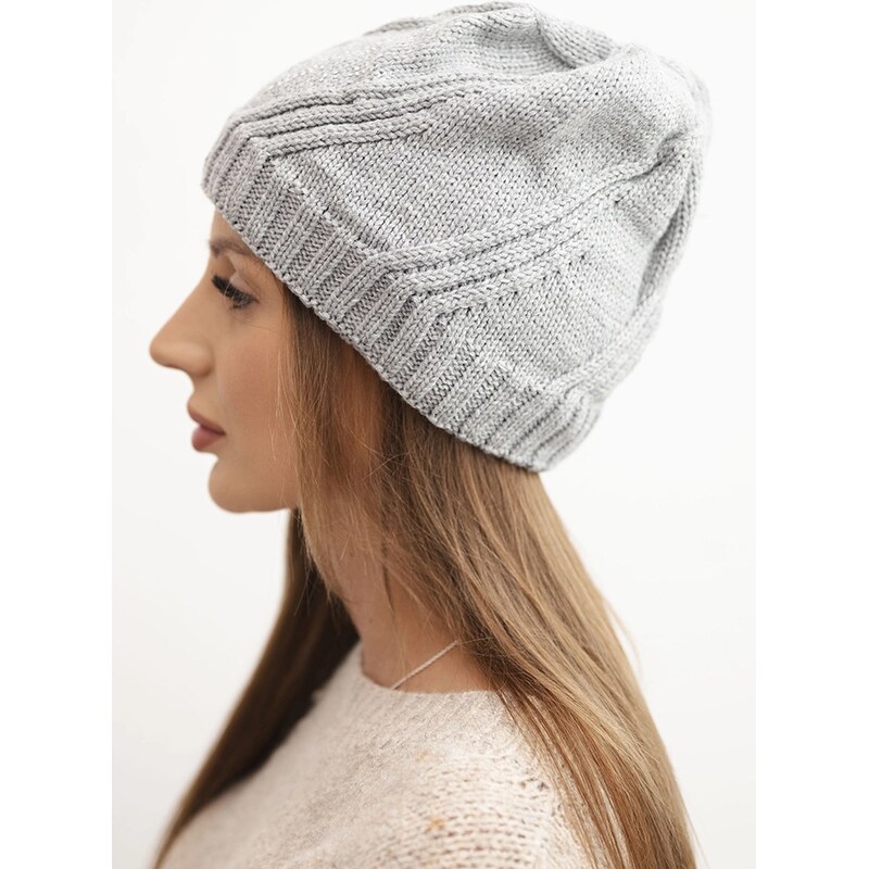 Kesi Dámska zimná čiapka z vlny vo voľnom strihu K442 šedá 66704661