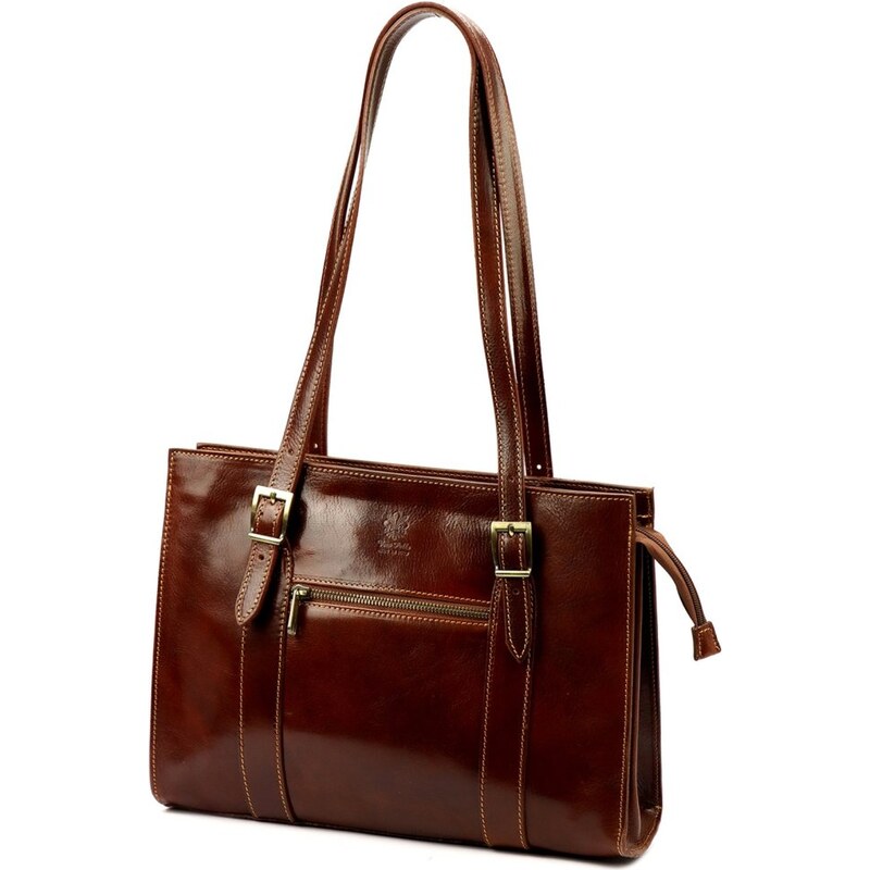 FLORENCE Dámska kožená kabelka Glorie zip hnedá 67062241