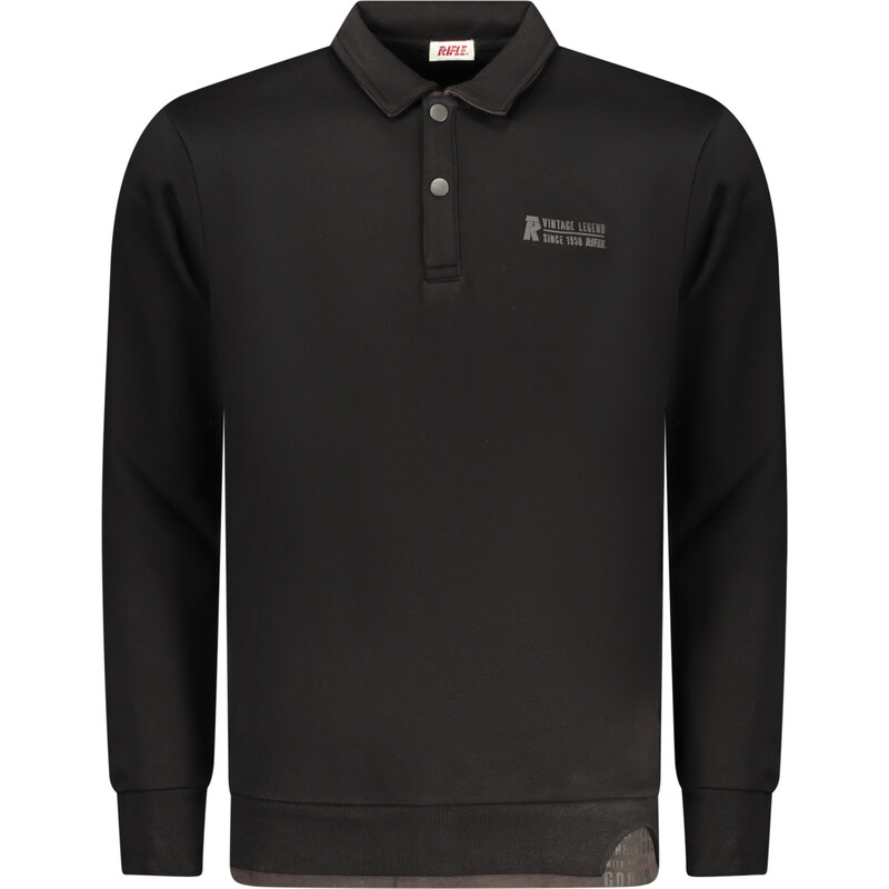 Rifle Čierne pánske polo tričko s dlhým rukávom 67066258