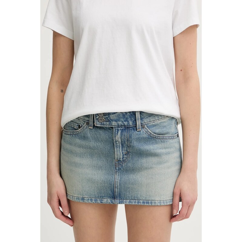 Rifľová sukňa Levis SUPERLOW MINI 67067105